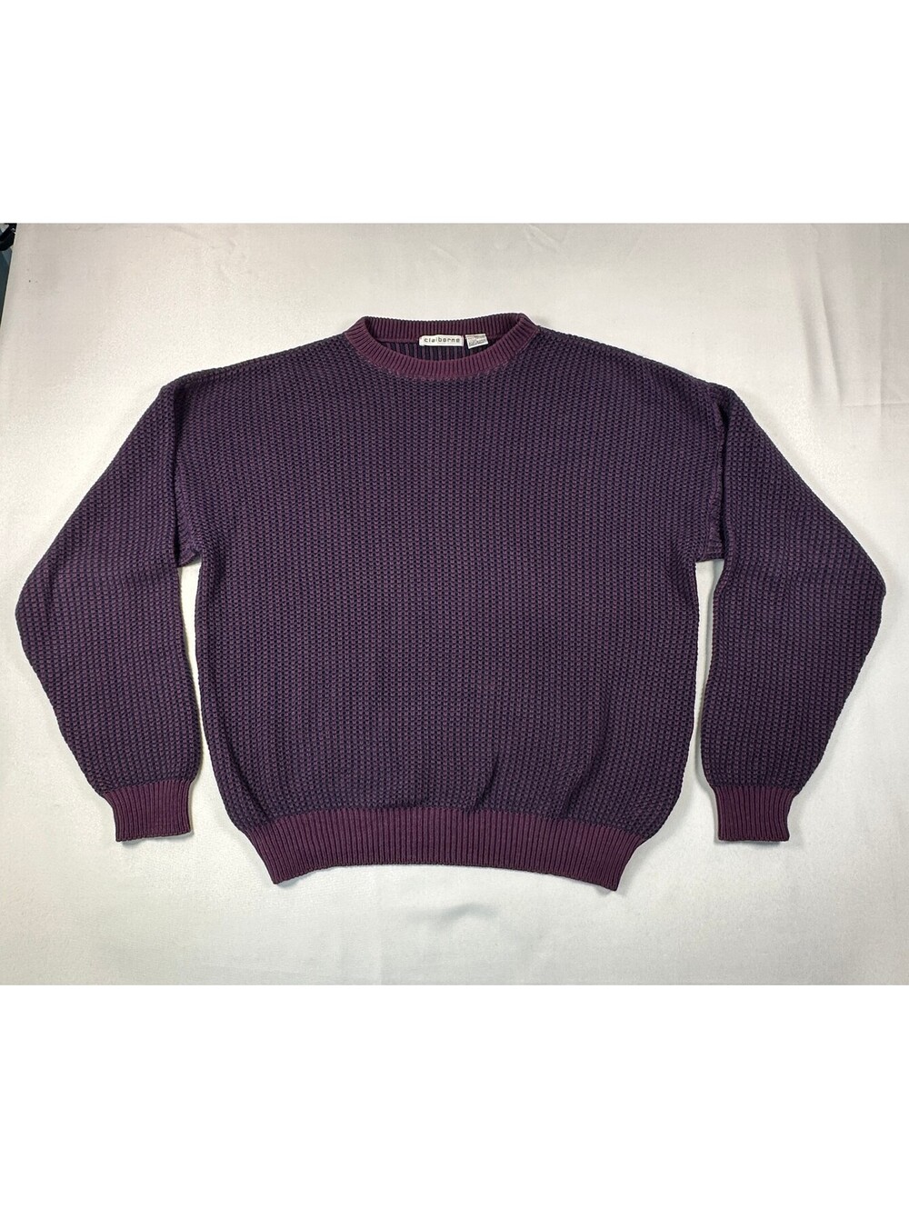 Vintage Claiborne 100% Cotton Chunky Knit Sweater Men's Medium Purple Made in US